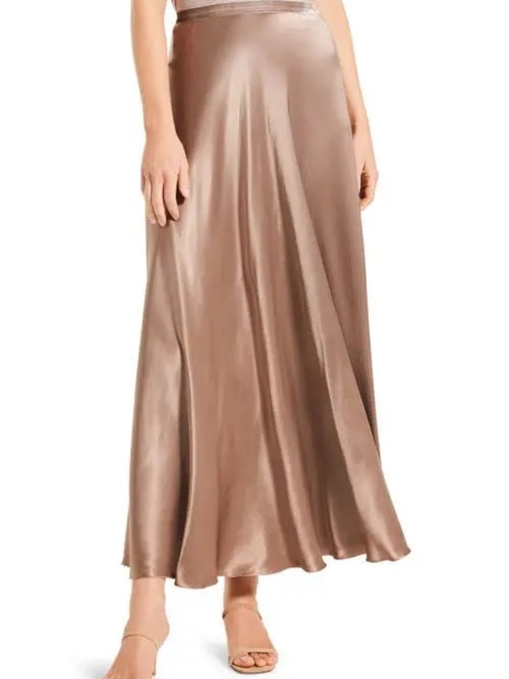 NIC+ZOE Satin Bias Maxi Skirt in Taupe Bronze